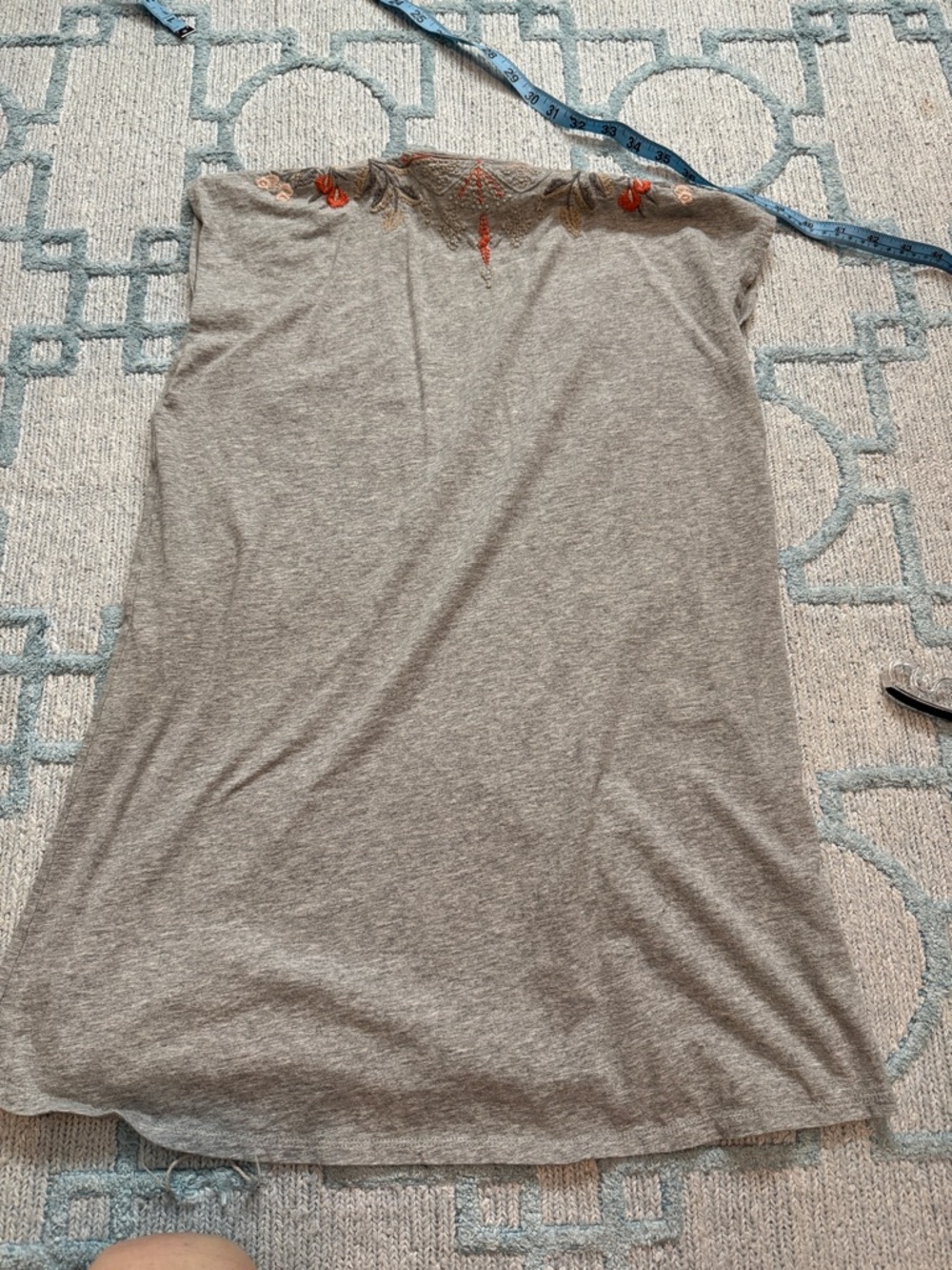 Johnny Was Gray Tank Top with Coral and Peach Embroidery - Picture 3 of 7